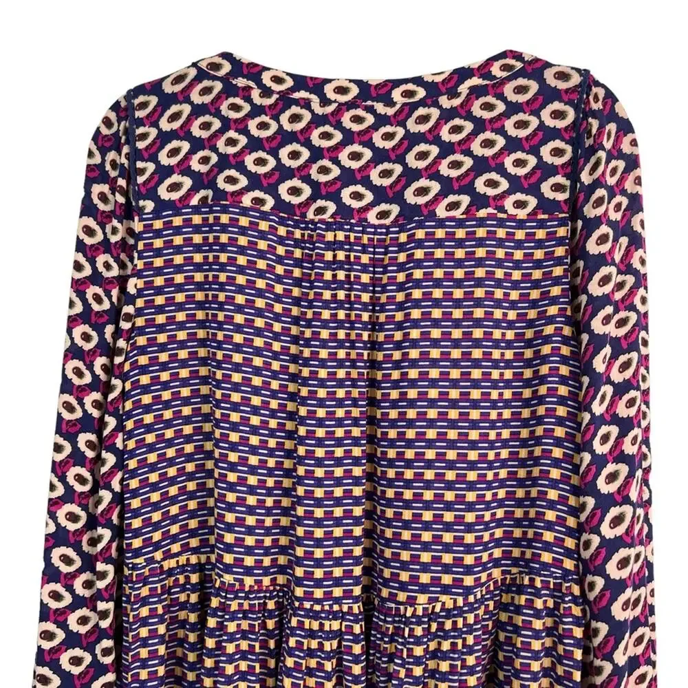 Anthropologie Maeve Geometric Peplum Long Sleeve Top Blouse S